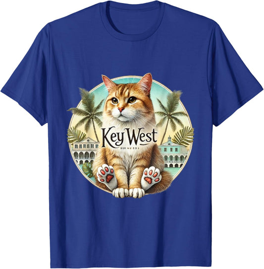 Key West Hemingway Cat 6 Toes Polydactyl T-Shirt - T-Shirt | Royal