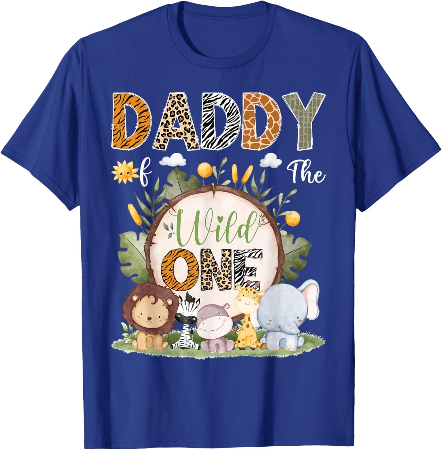 Daddy Of The Wild One 1St Birthday Kids Safari Woodland T-Shirt - T-Shirt | Royal