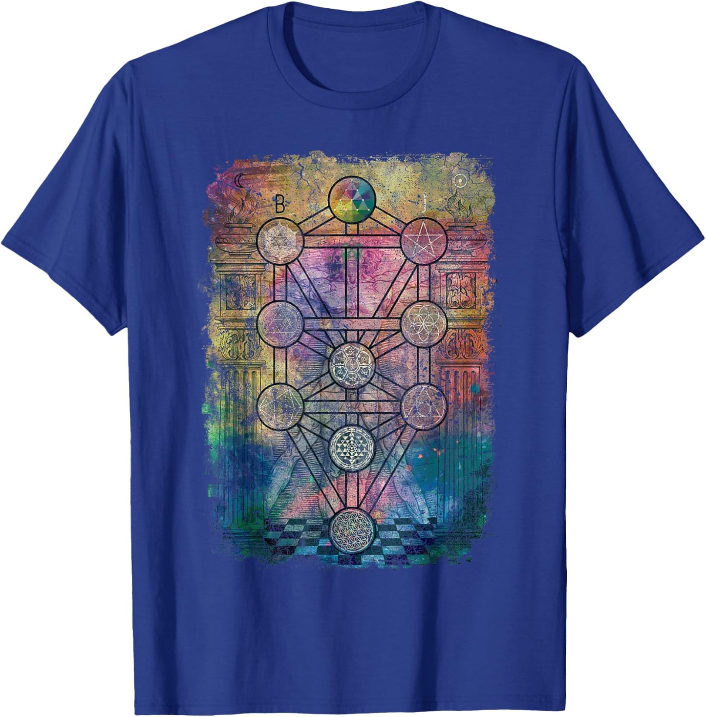 Tree Of Life Sacred Geometry Retro Vintage Graphic Print T-Shirt - T-Shirt | Royal