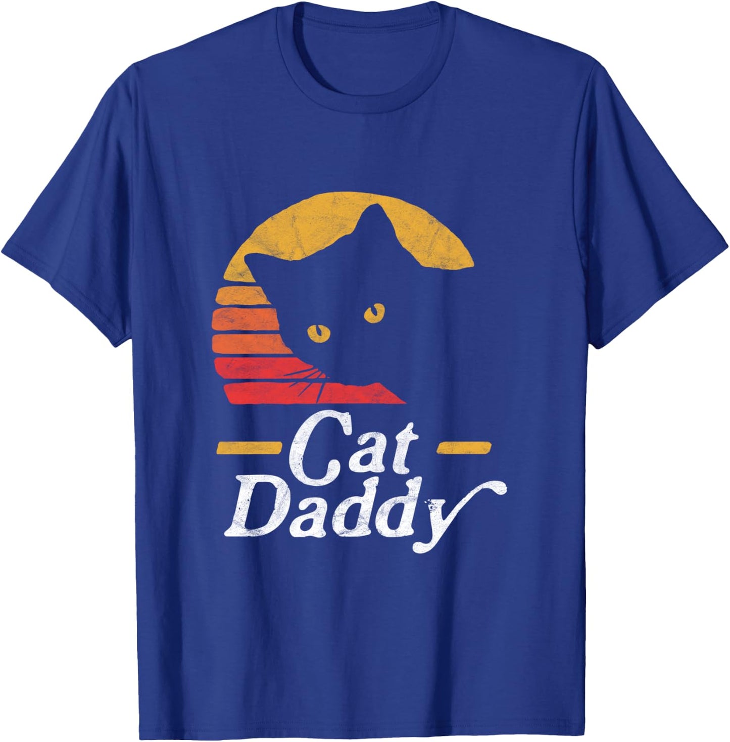 Cat Daddy Vintage Eighties Style Cat Retro Distressed T-Shirt - T-Shirt | Royal