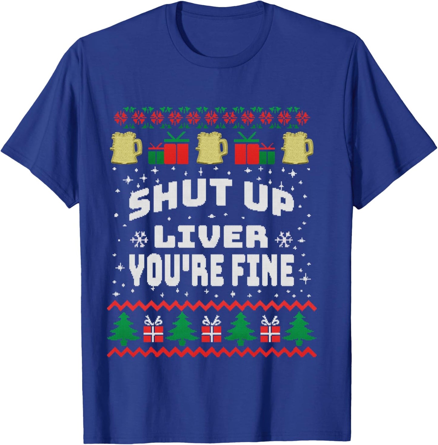 Drinking Xmas Shirt with Beer, Stitch an Knitting T-Shirt - T-Shirt | Royal