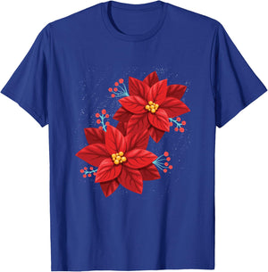 Red Poinsettia - Merry Christmas Flower - Happy Xmas Gift T-Shirt - T-Shirt | Royal