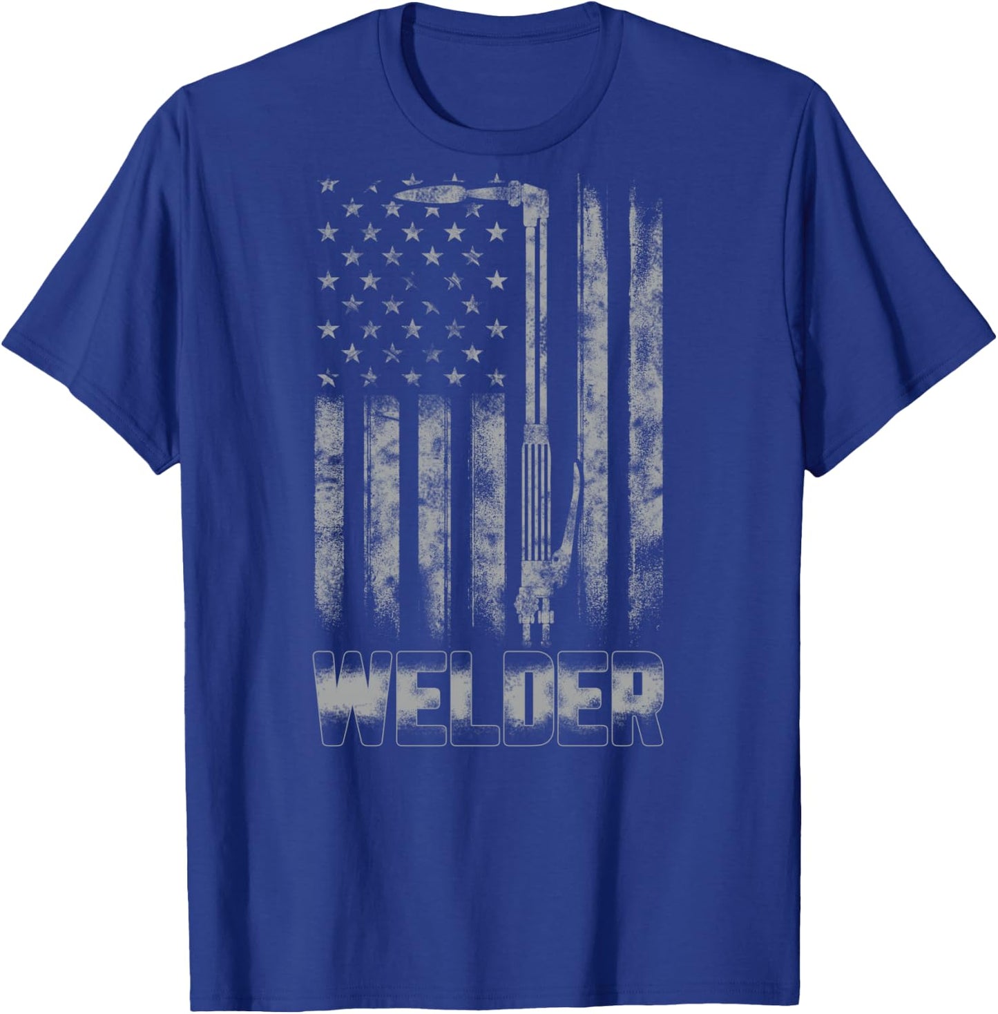 Distressed Welder American Flag Shirt USA Patriotic Welder T-Shirt - T-Shirt | Royal