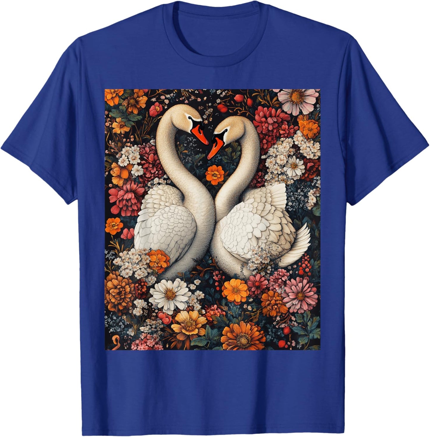 Romantic Swan Heart Nature Art T-Shirt - T-Shirt | Royal