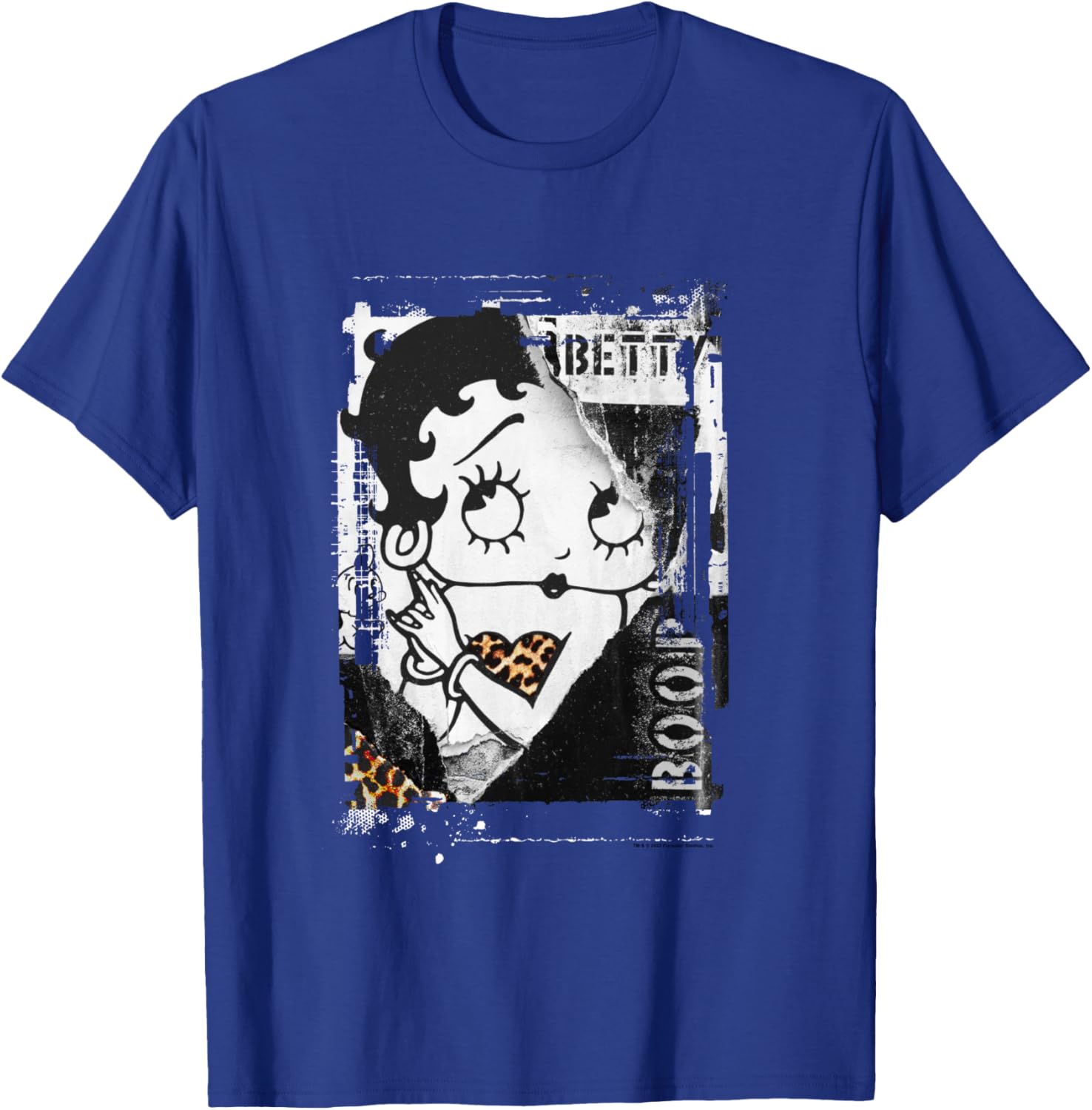 Betty Boop Distressed Punk Rock Vintage Stamp Poster Design T-Shirt - T-Shirt | Royal