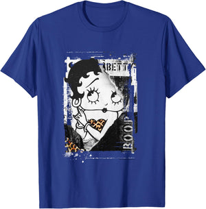 Betty Boop Distressed Punk Rock Vintage Stamp Poster Design T-Shirt - T-Shirt | Royal