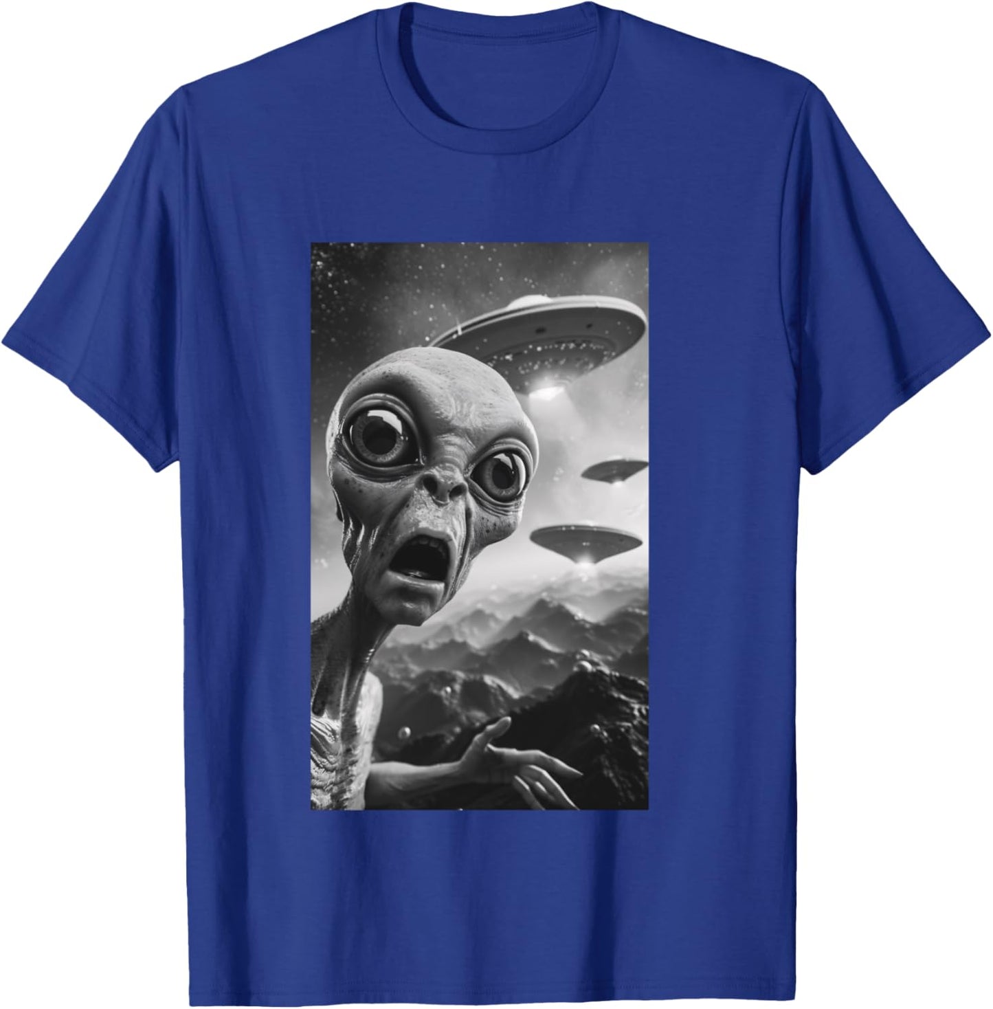 Funny Alien UFO Soucoupe volante Selfie Homme Femme Manche Longue T-Shirt - T-Shirt | Royal