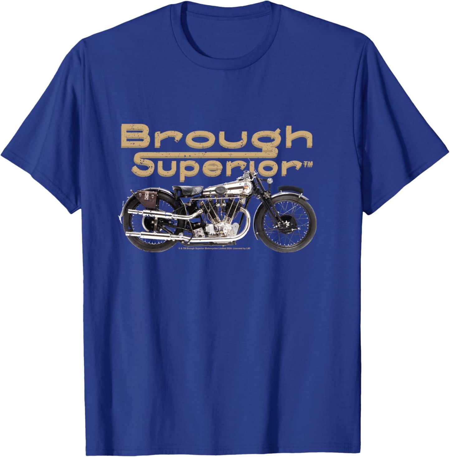 Brough Superior Logo with motorcycle photo T-Shirt - T-Shirt | Royal