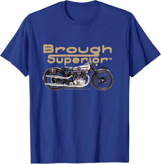 Brough Superior Logo with motorcycle photo T-Shirt - T-Shirt | Royal