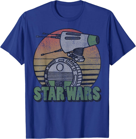Star Wars The Rise of Skywalker D-0 Distressed Retro T-Shirt - T-Shirt | Royal