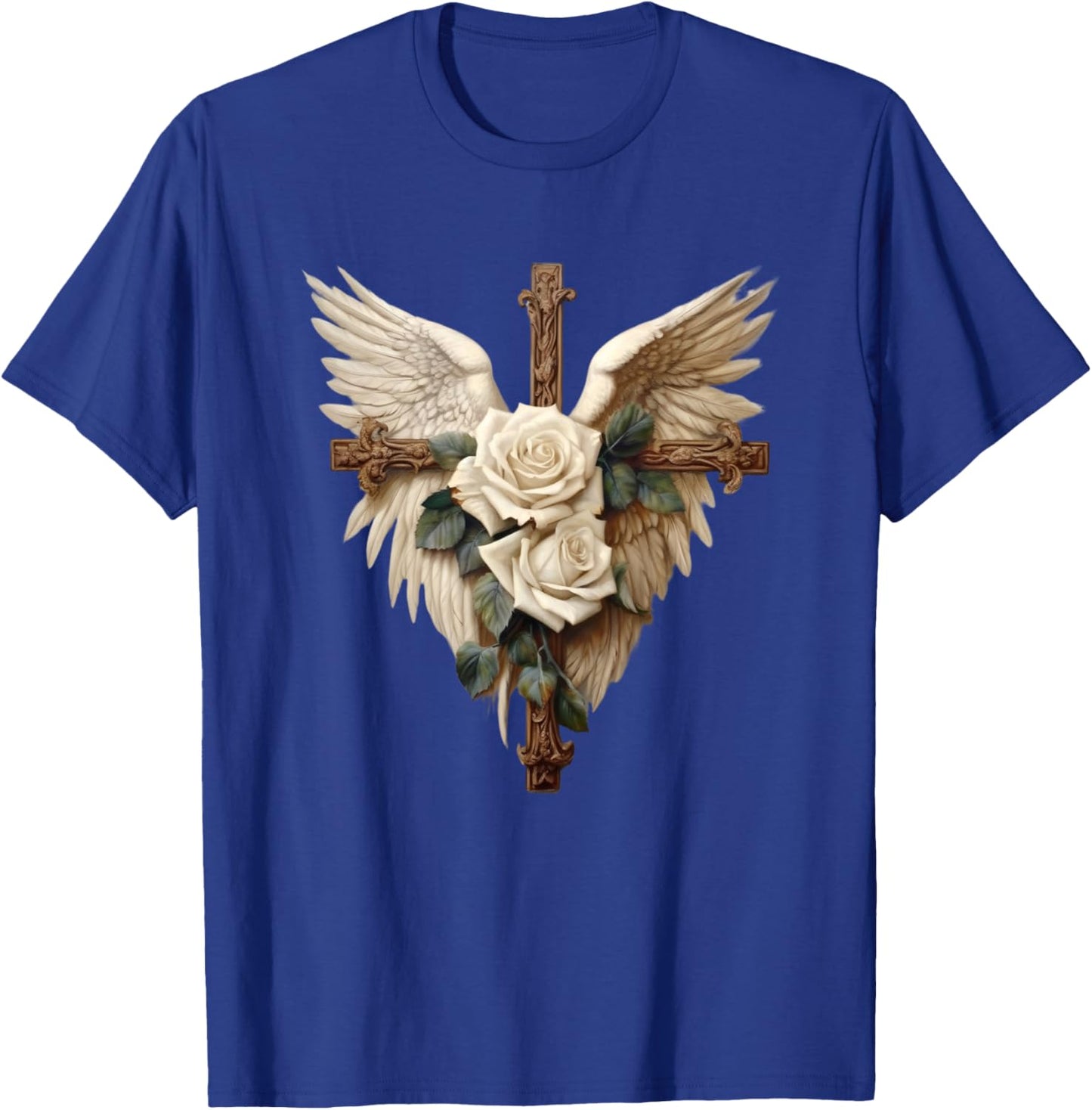 White Roses Christian Women Accessories For Mom Dove Wings T-Shirt - T-Shirt | Royal