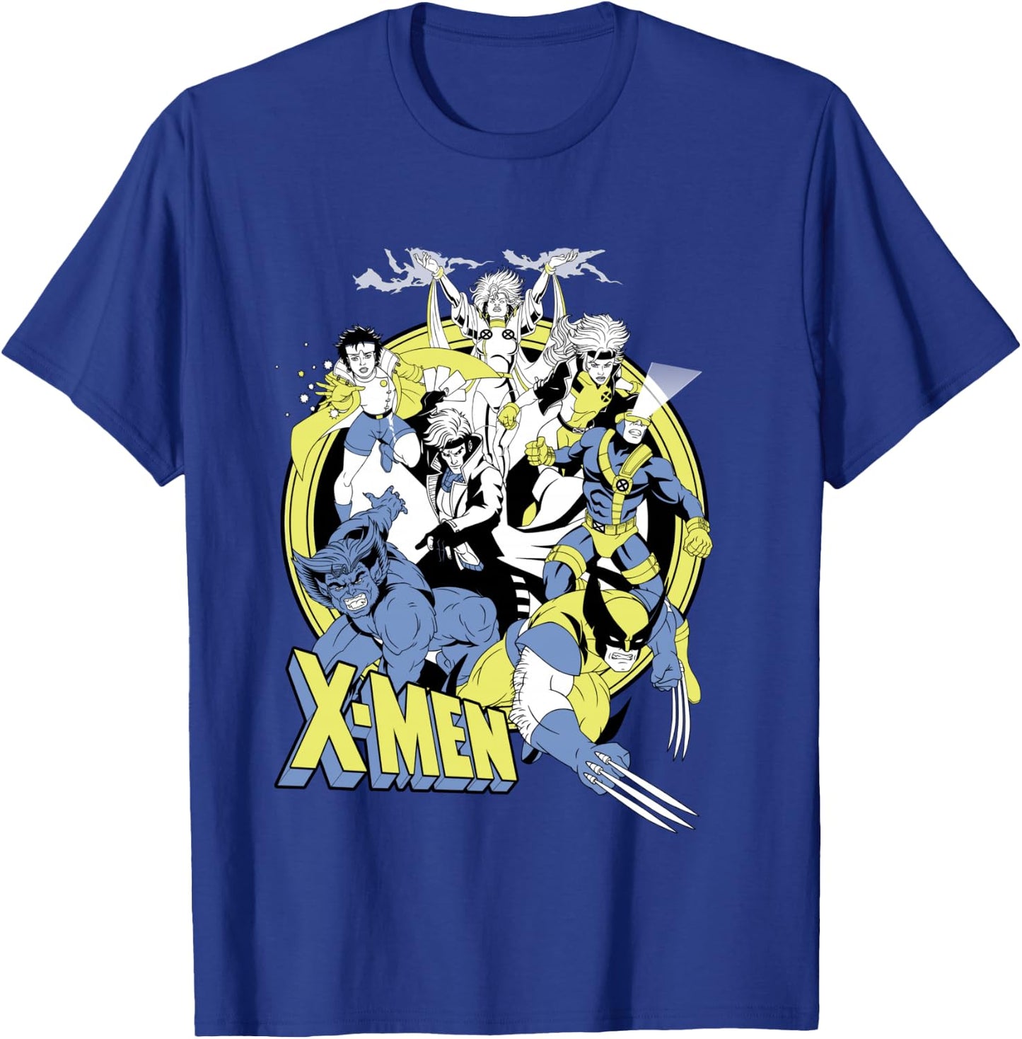 Marvel X-Men Retro Action Group Shot Logo T-Shirt - T-Shirt | Royal