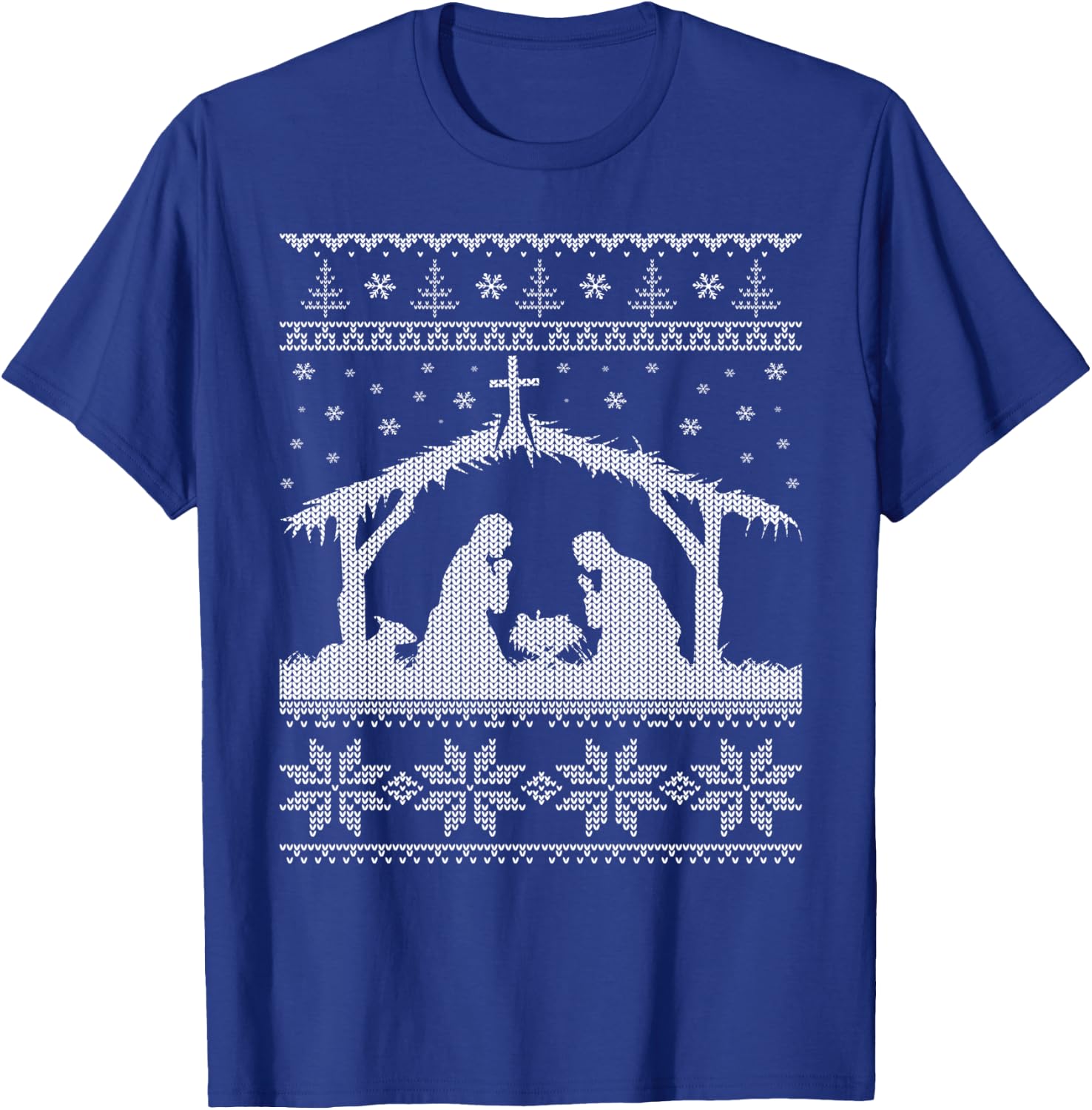 Nativity Scene Ugly Christmas Sweater Design T-Shirt - T-Shirt | Royal