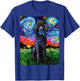 Black Standard Poodle Starry Night Dog Lover Animal Artwork T-Shirt - T-Shirt | Royal