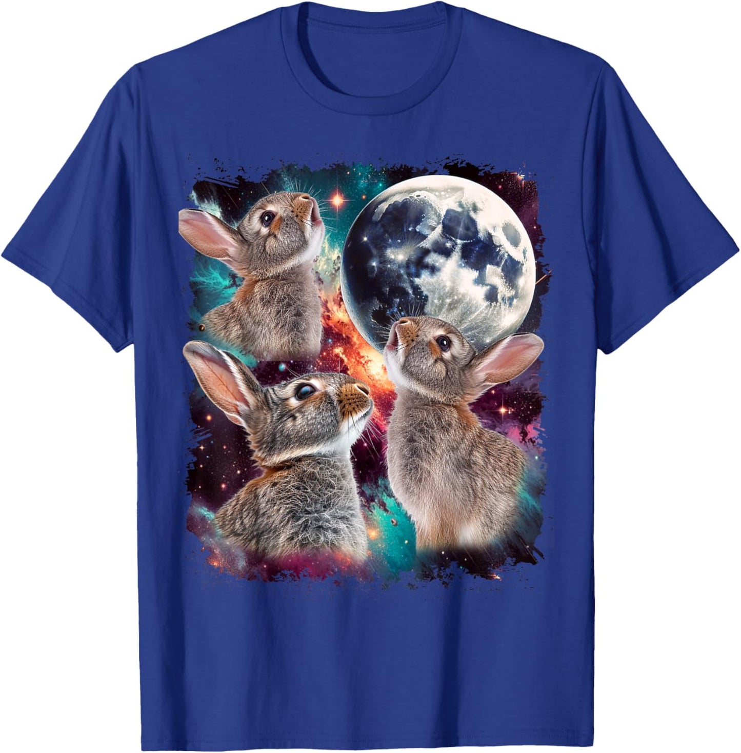 3 Bunny Moon | 3 Rabbits Moon Funny Weird Cursed Meme T-Shirt - T-Shirt | Royal