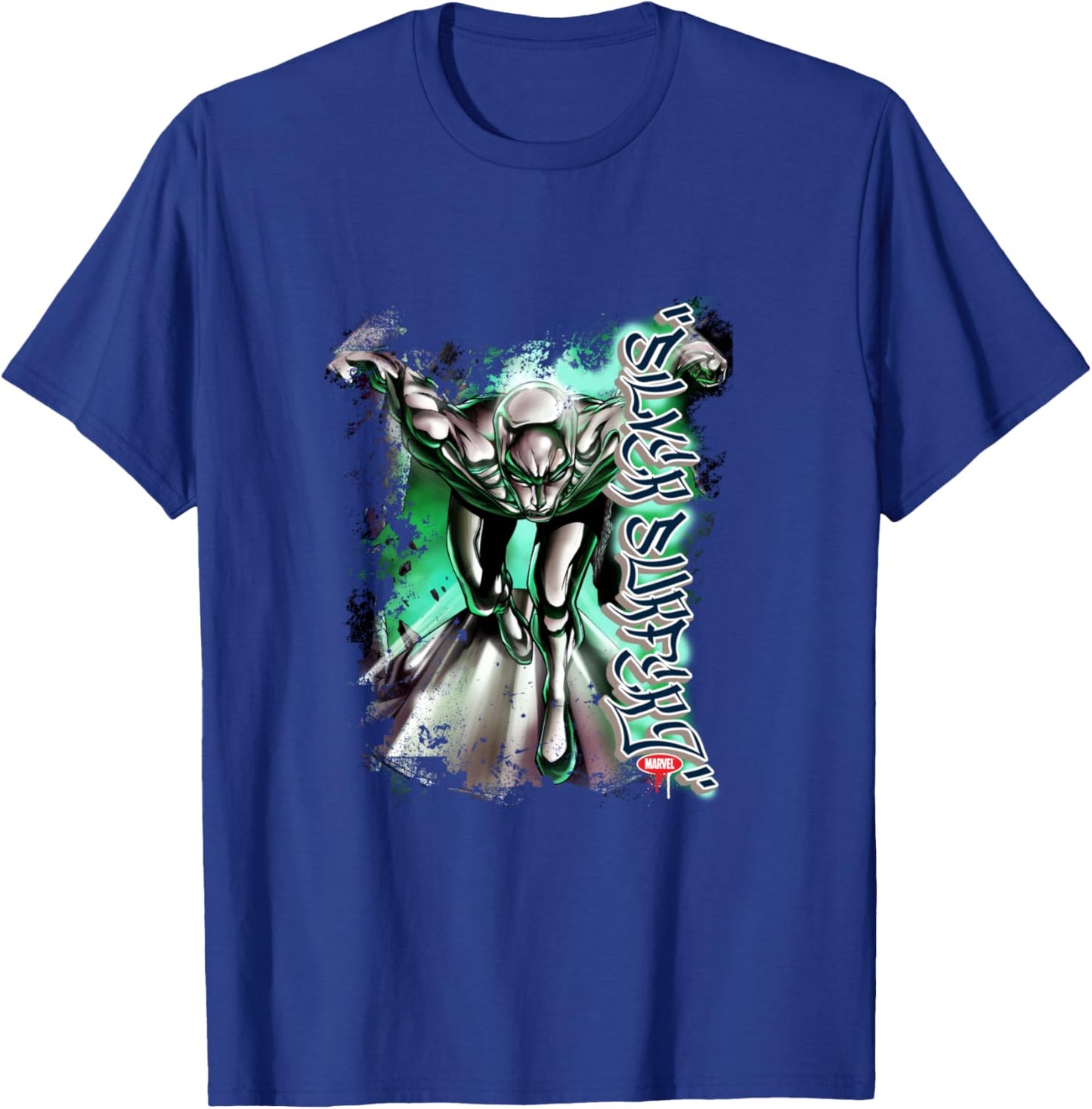 Marvel Comics Retro Classic Silver Surfer Neon Blast Poster T-Shirt - T-Shirt | Royal