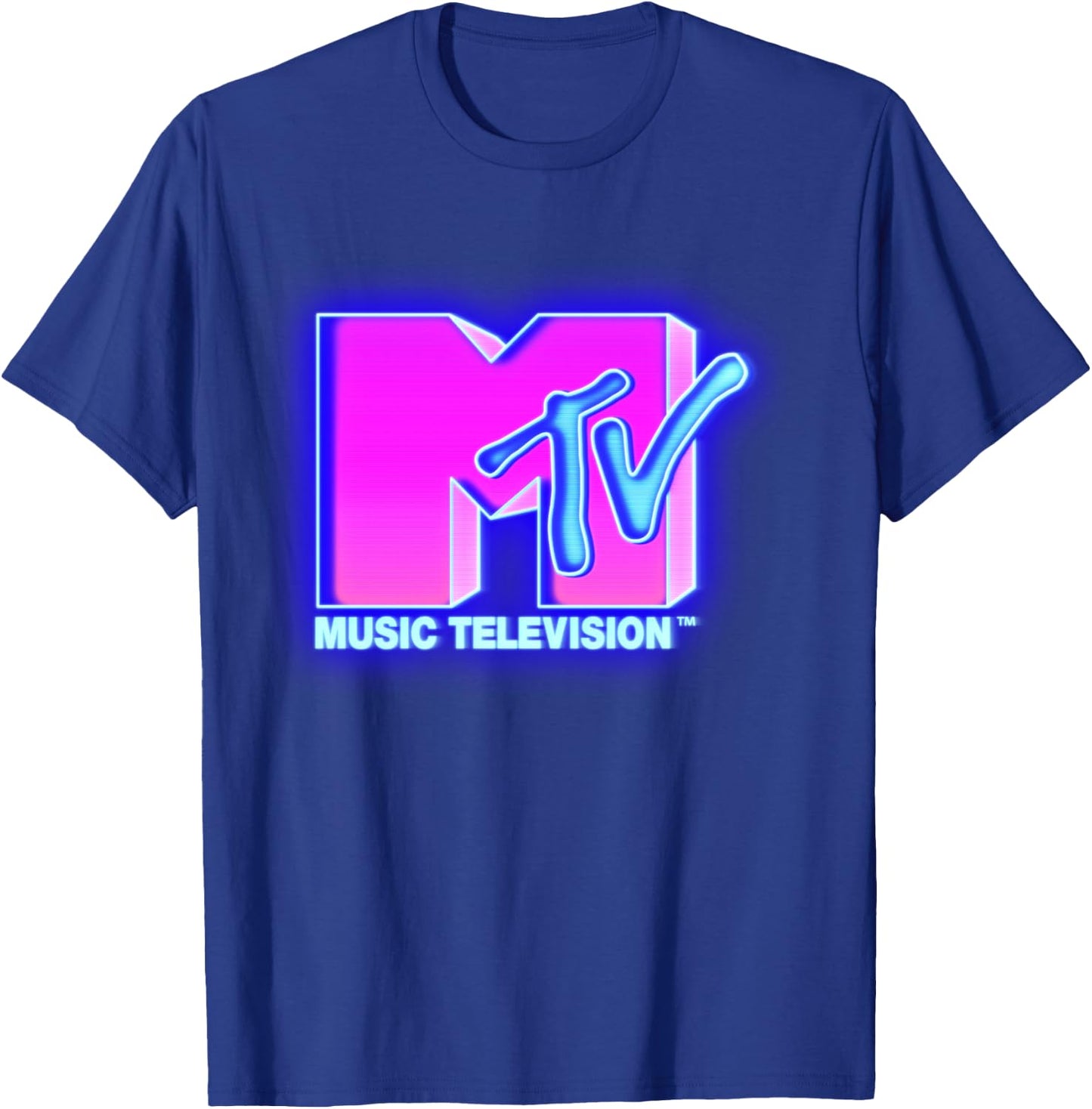 MTV Bright Neon Glow Logo Retro T-Shirt - T-Shirt | Royal