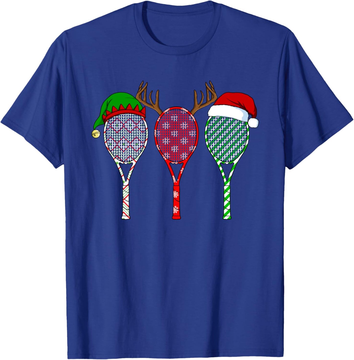 Tennis Racket Christmas Hat Reindeer Anlter Game Sport T-Shirt - T-Shirt | Royal