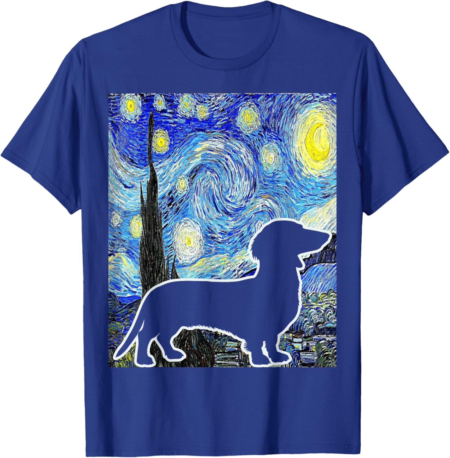 Dachshund Starry Night Dachshund Lover Van Gogh Painting T-Shirt - T-Shirt | Royal