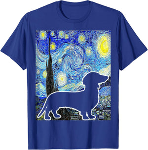 Dachshund Starry Night Dachshund Lover Van Gogh Painting T-Shirt - T-Shirt | Royal