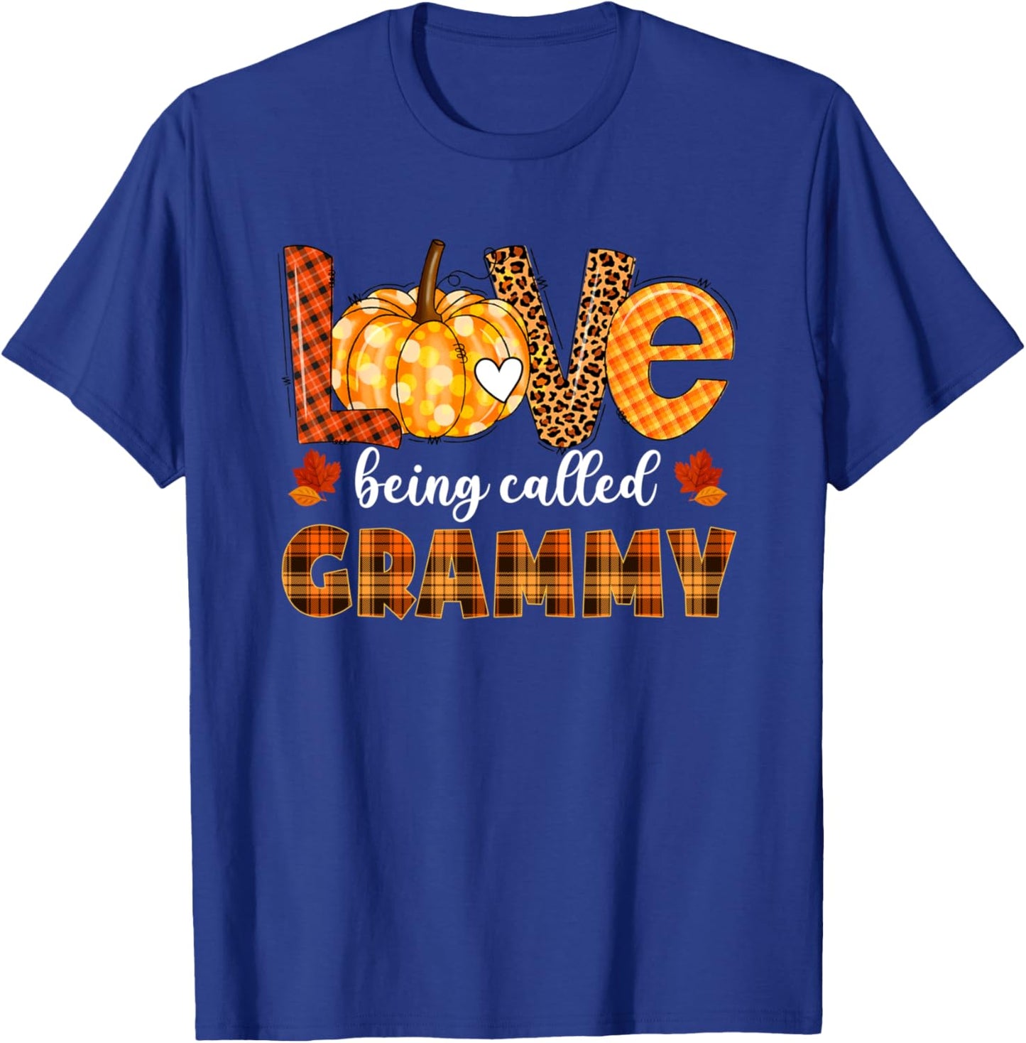 Leopard Pumpkin Love Being Called Grammy Fall Thanksgiving T-Shirt - T-Shirt | Royal