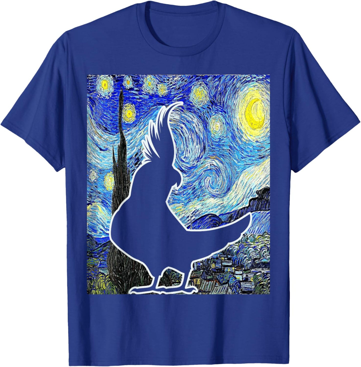 Cockatiel Starry Night Van Gogh Cockatiel Parrot Birding T-Shirt - T-Shirt | Royal