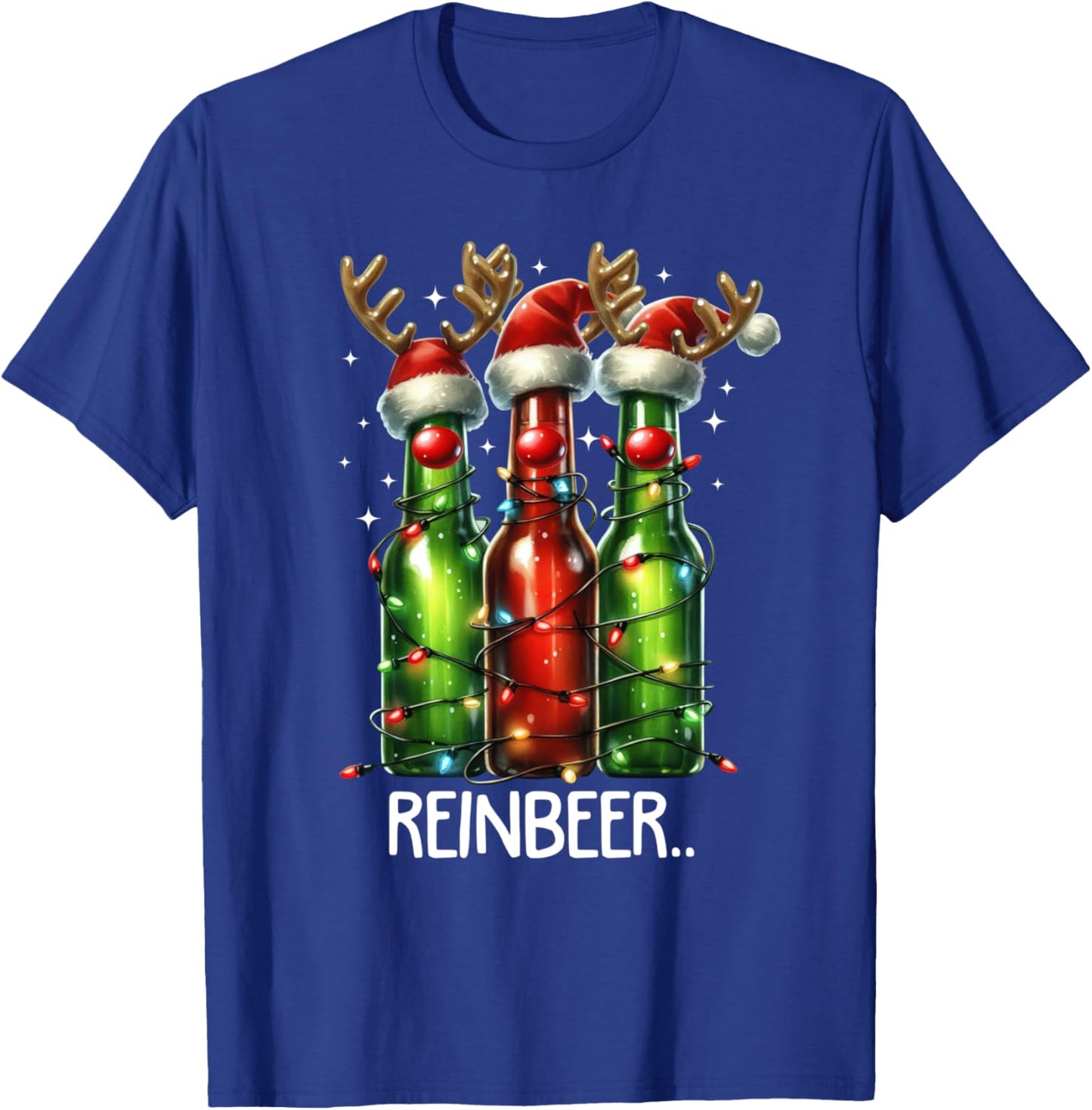 Reinbeer Funny Adult Christmas Beer Drinking Pajama Outfits T-Shirt - T-Shirt | Royal