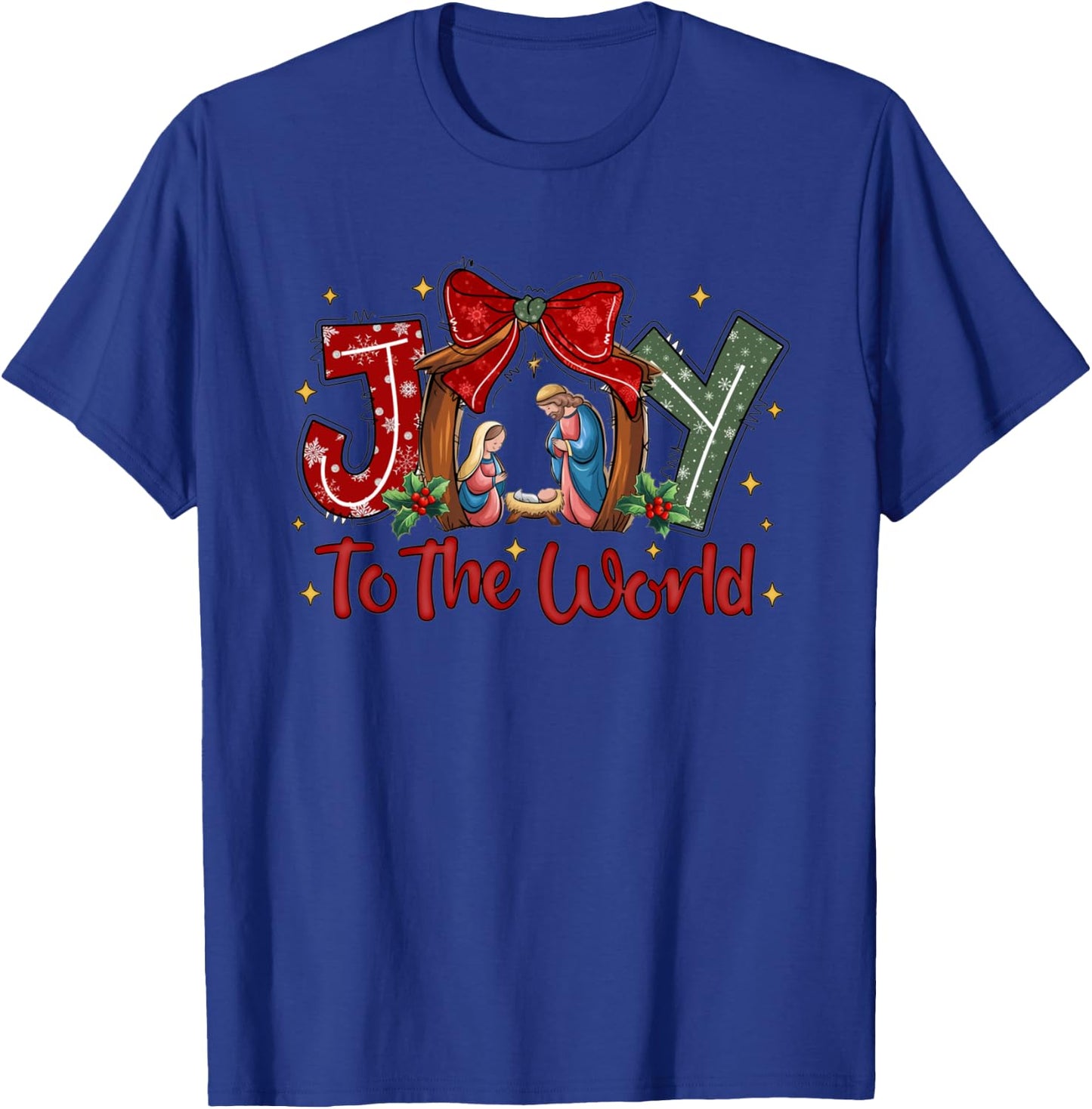 Joy To The World Christian Christmas Coquette Oh Holy Night T-Shirt - T-Shirt | Royal