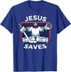 Funny Hockey Jesus Saves Goalie Sports Humor T-Shirt - T-Shirt | Royal