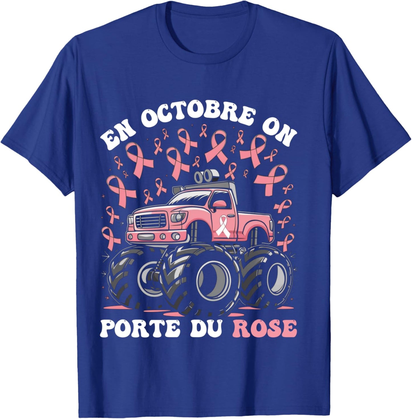 In October We Wear Pink Breast Cancer October Pink , Black, S T-Shirt - T-Shirt | Royal
