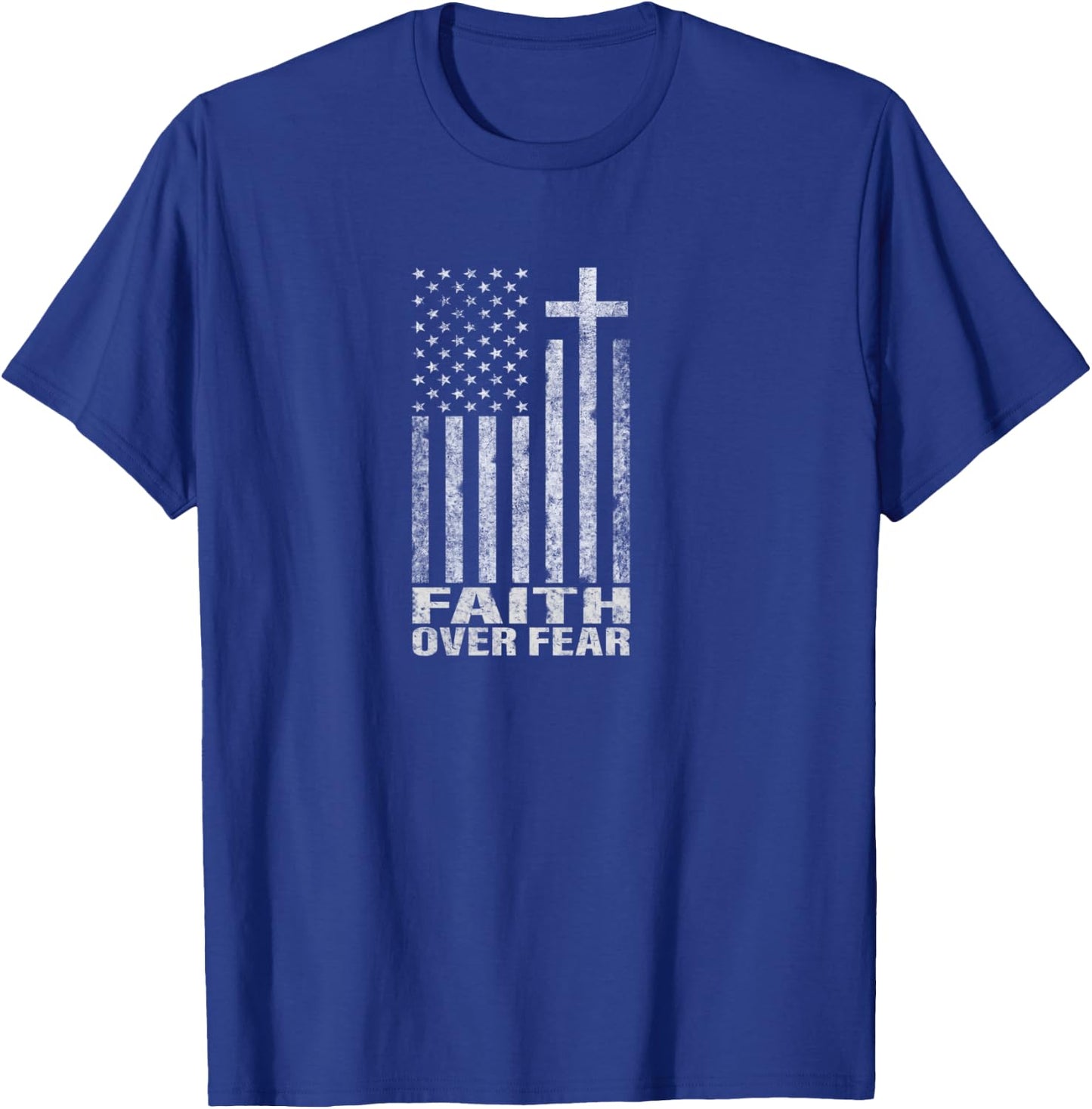 Faith Over Fear Cool Christian Flag Cross Gift Women T-Shirt - T-Shirt | Royal