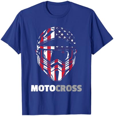 US-Flag Motocross Helmet, Dirt Bike Rider Patriotic MX Racer Women Kids Men T-Shirt - T-Shirt | Royal