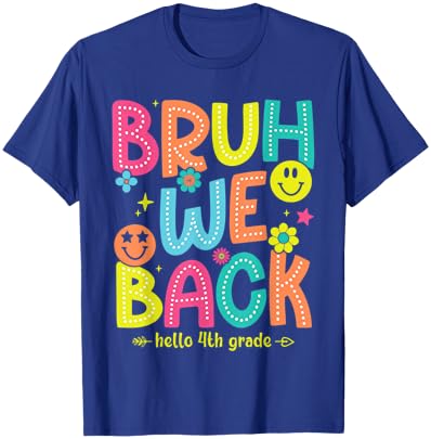 Bruh We Back To School 4th Grade Teacher Retro Groovy Women Kids T-Shirt - T-Shirt | Royal