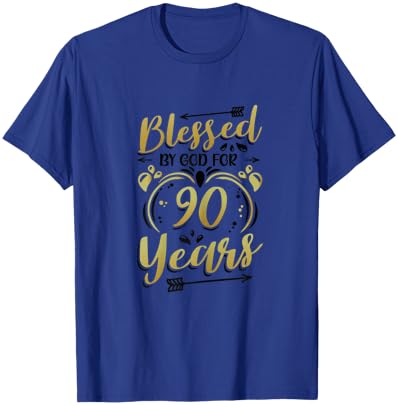 Religious Blessed By God For 90 Years Happy 90th Birthday T-Shirt - T-Shirt | Royal