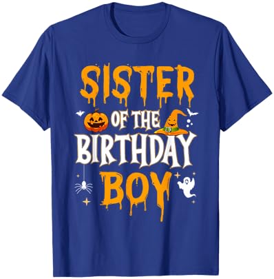 Sister of the Birthday Boy Halloween 1st Birthday Boy T-Shirt - T-Shirt | Royal