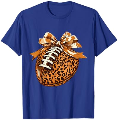 Cute Football Coquette Bow Cute Football Mom T-Shirt - T-Shirt | Royal