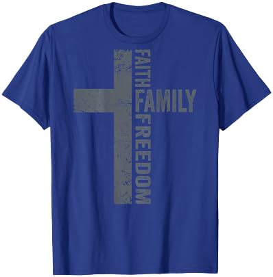 Faith Family & Freedom - Patriotic Christian Cross - ON BACK T-Shirt - T-Shirt | Royal