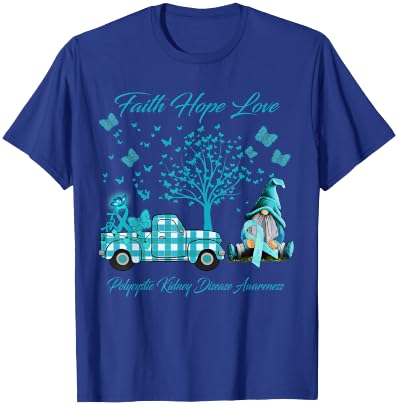 Faith Hope Love Polycystic Kidney Disease Awareness Gifts T-Shirt - T-Shirt | Royal