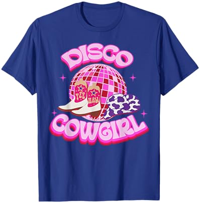 Western Cowgirl Yeehaw Pink Disco Ball Cowboy Boots & Hat T-Shirt - T-Shirt | Royal
