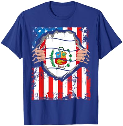 Peruvian American Grown Patriot Peru Flag from USA T-Shirt - T-Shirt | Royal