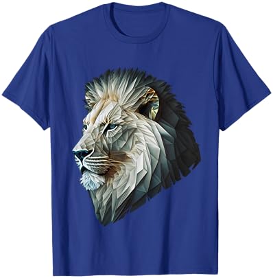 Lion Polygon Animal Print Art White Lion T-Shirt - T-Shirt | Royal