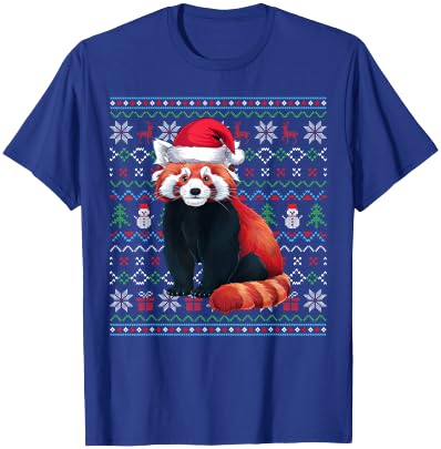 Ugly Red Panda Lovers Xmas Sweater Santa Christmas T-Shirt - T-Shirt | Royal