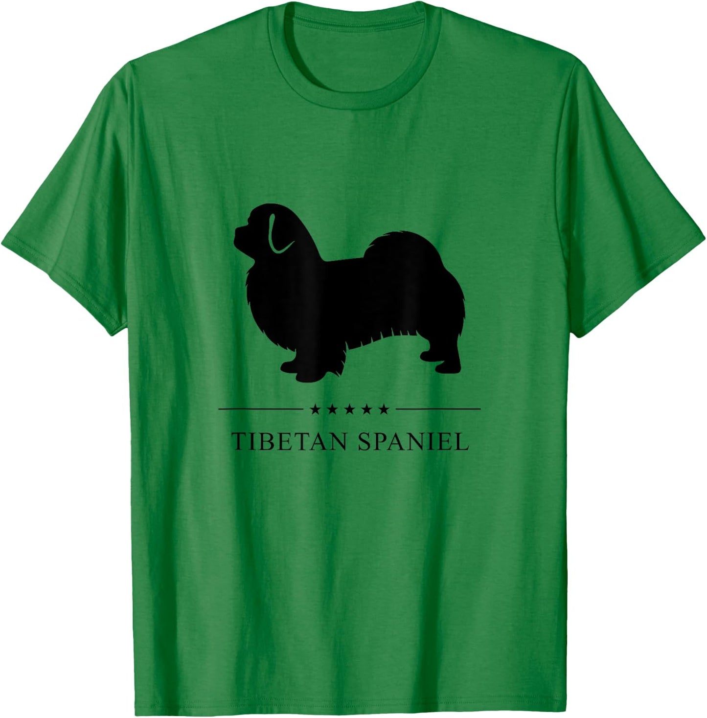 Tibetan Spaniel Black Silhouette T-Shirt - T-Shirt | Irish Green