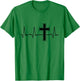 Heartbeat Graphic Gifts Women Men Kids Heartbeat Cross Grey -Adults, Kids Graphic Modern Graphic Small Classic Fit Short Sleeve Cotton, Polyester Blend T-Shirt - T-Shirt | Irish Green
