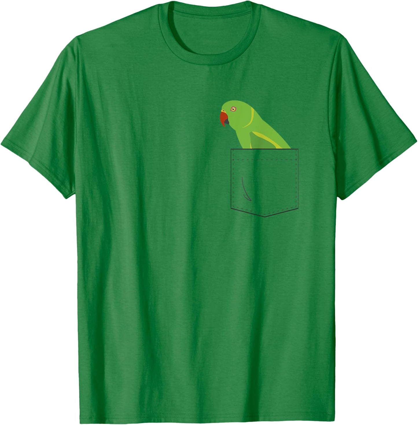 Indian Ringneck Parakeet Parrot Fake Pocket T-Shirt - T-Shirt | Irish Green