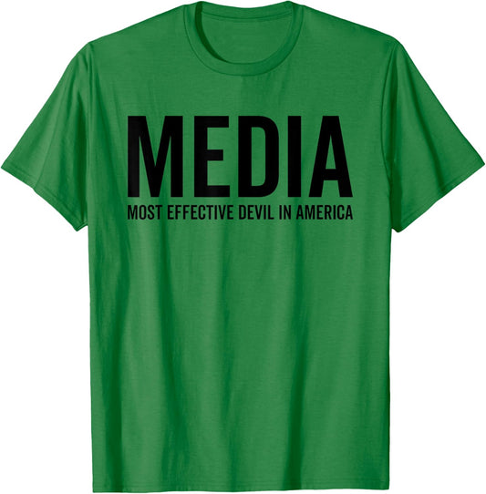 MEDIA Most Effective Devil In America Funny Cool USA Sarcasm T-Shirt - T-Shirt | Irish Green