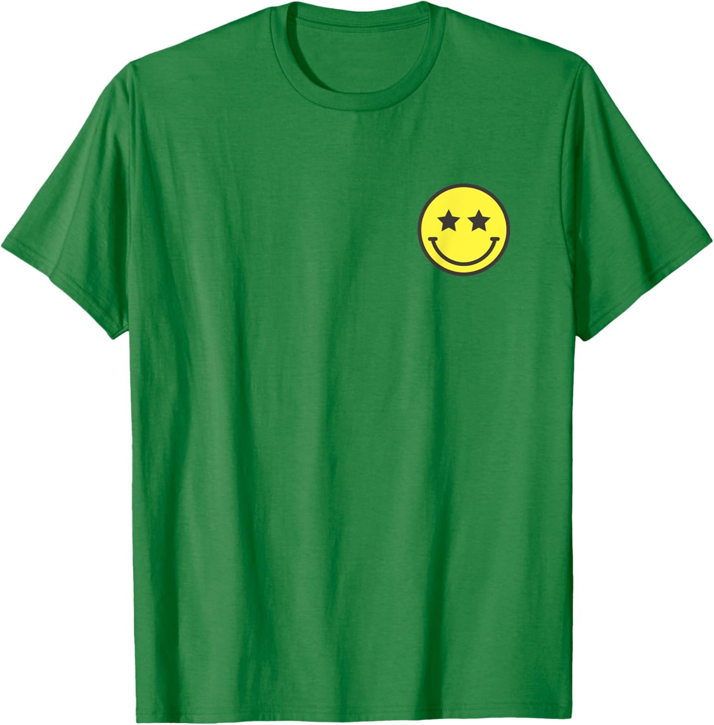 Minimalist Star Eyes Happy Smiling Smile Face Pocket Logo T-Shirt - T-Shirt | Irish Green