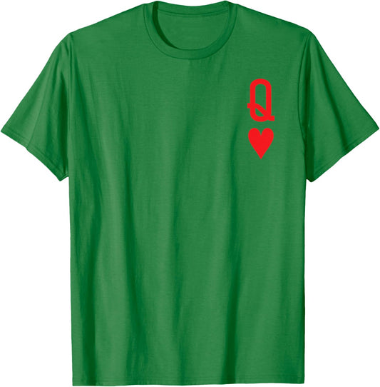 Queen of Hearts King of Heart Couple Matching Women Letter Q T-Shirt - T-Shirt | Irish Green