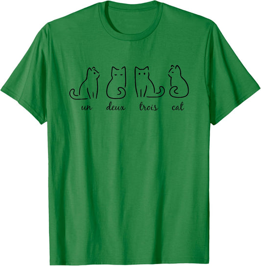 Un Deux Trois Cat Cute Kitten Funny French Cat lover Women Girls Kids T-Shirt - T-Shirt | Irish Green