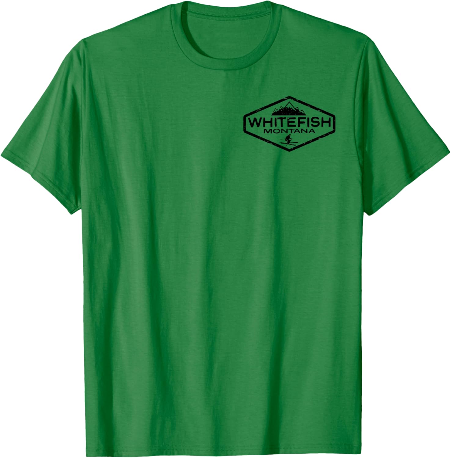 Whitefish Montana Vintage Distressed Front and Back T-Shirt - T-Shirt | Irish Green